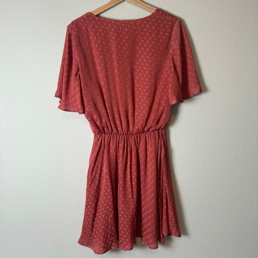 Show Me Your MuMu Anastasia Mini Polka Dot Dress Sangria Pink Flutter Sleeve M‎ - Picture 3 of 7